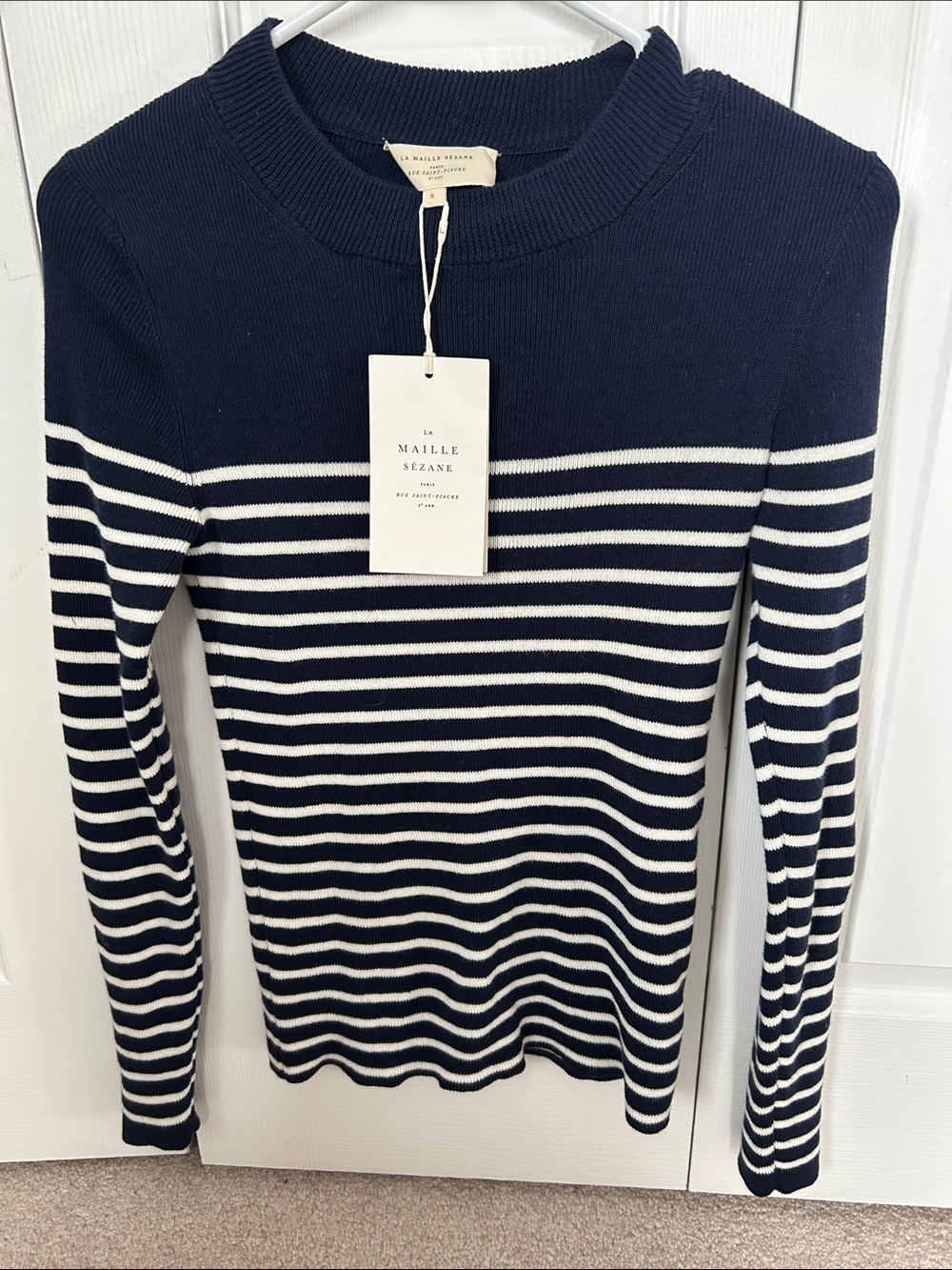 Sézane Martin Jumper in Navy and White Stripes size Small, NWT